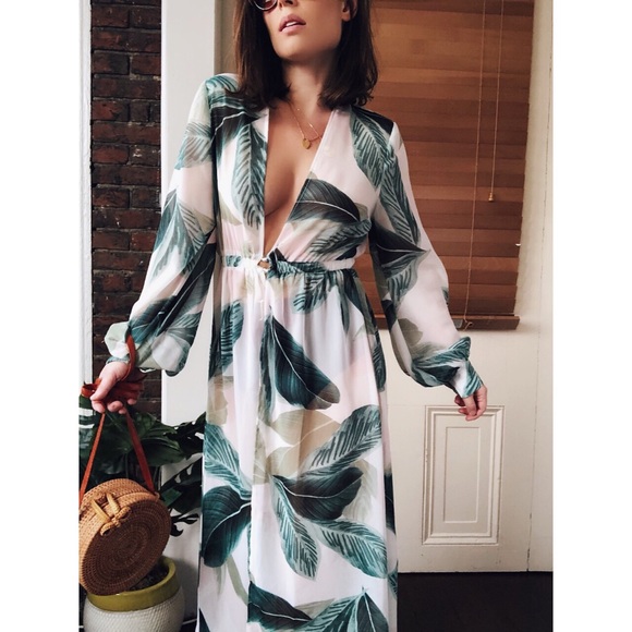 Last 1✨🆕Malibu Palm Leaf Kimono Beach Cover Up - Picture 5 of 8